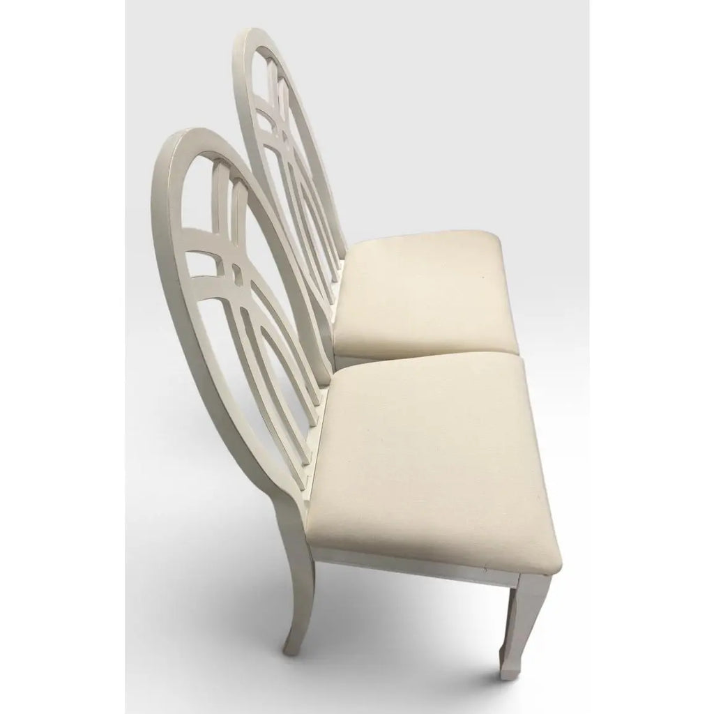 Universal Furniture White Dining Chairs Arched Open Work Geometric Rounded Back Set of Six
