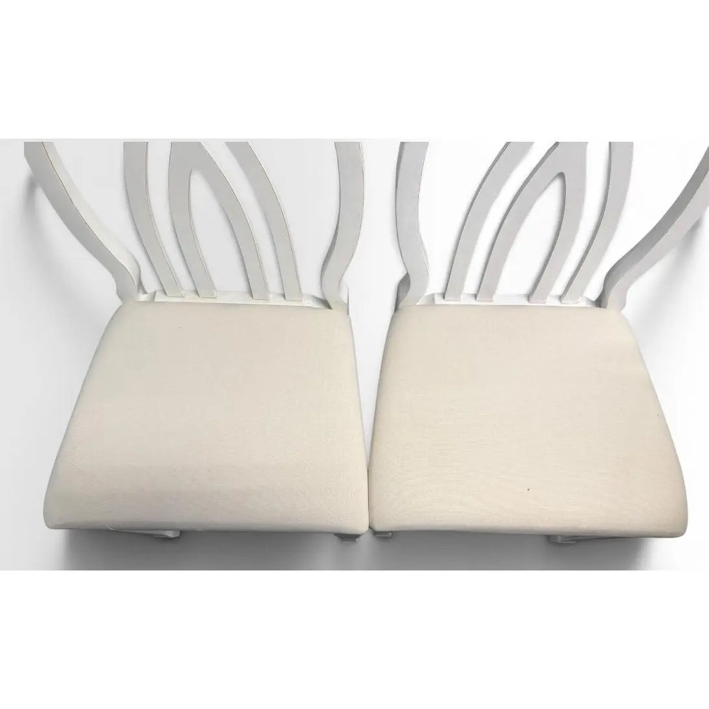 Universal Furniture White Dining Chairs Arched Open Work Geometric Rounded Back Set of Six