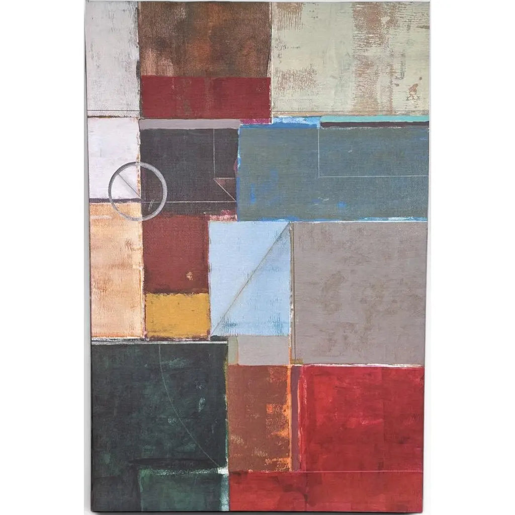 Large Mid-Century Modern Style Geometric Abstract Canvas Wall Art