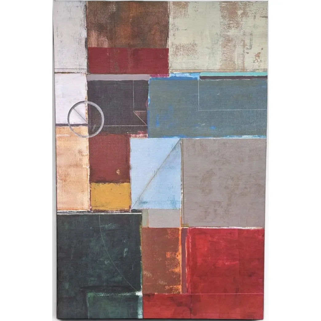 Large Mid-Century Modern Style Geometric Abstract Canvas Wall Art