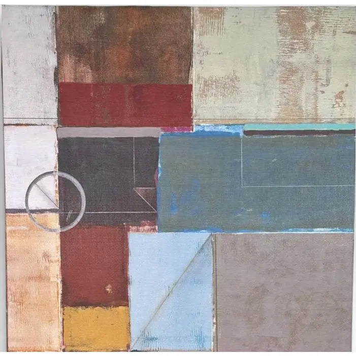 Large Mid-Century Modern Style Geometric Abstract Canvas Wall Art