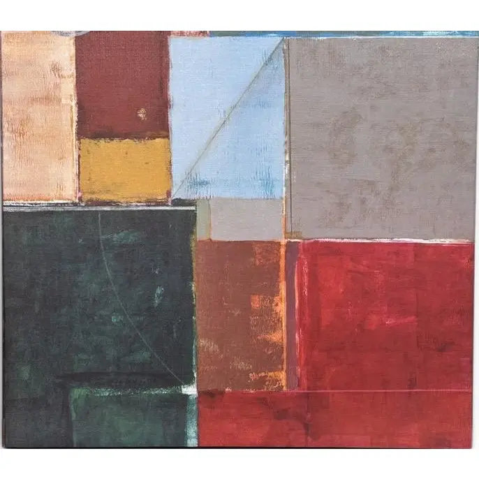 Large Mid-Century Modern Style Geometric Abstract Canvas Wall Art
