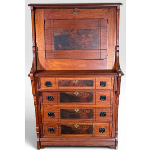 Antique Victorian Drop Front Secretary Desk Bureau Eastlake Attributed With Key
