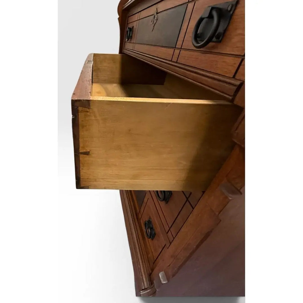 Antique Victorian Drop Front Secretary Desk Bureau Eastlake Attributed With Key