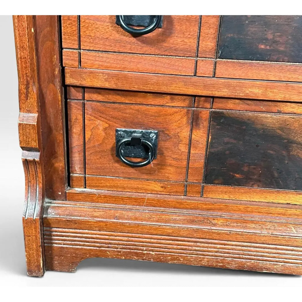 Antique Victorian Drop Front Secretary Desk Bureau Eastlake Attributed With Key