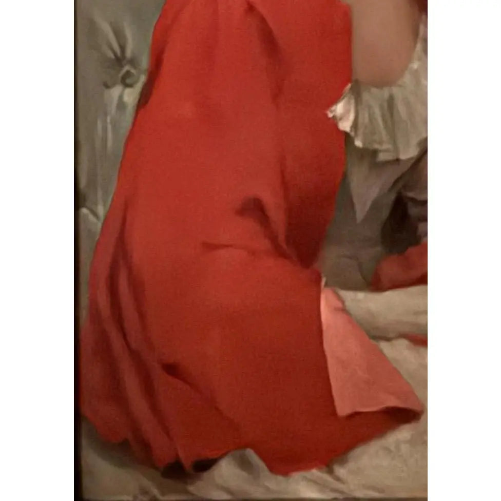 42" Signed William Henry Hyde ANA Gilded Age Oil Portrait, Socialite in Red Cloak and Ostrich Fan, Antique Gold Frame, Museum Quality