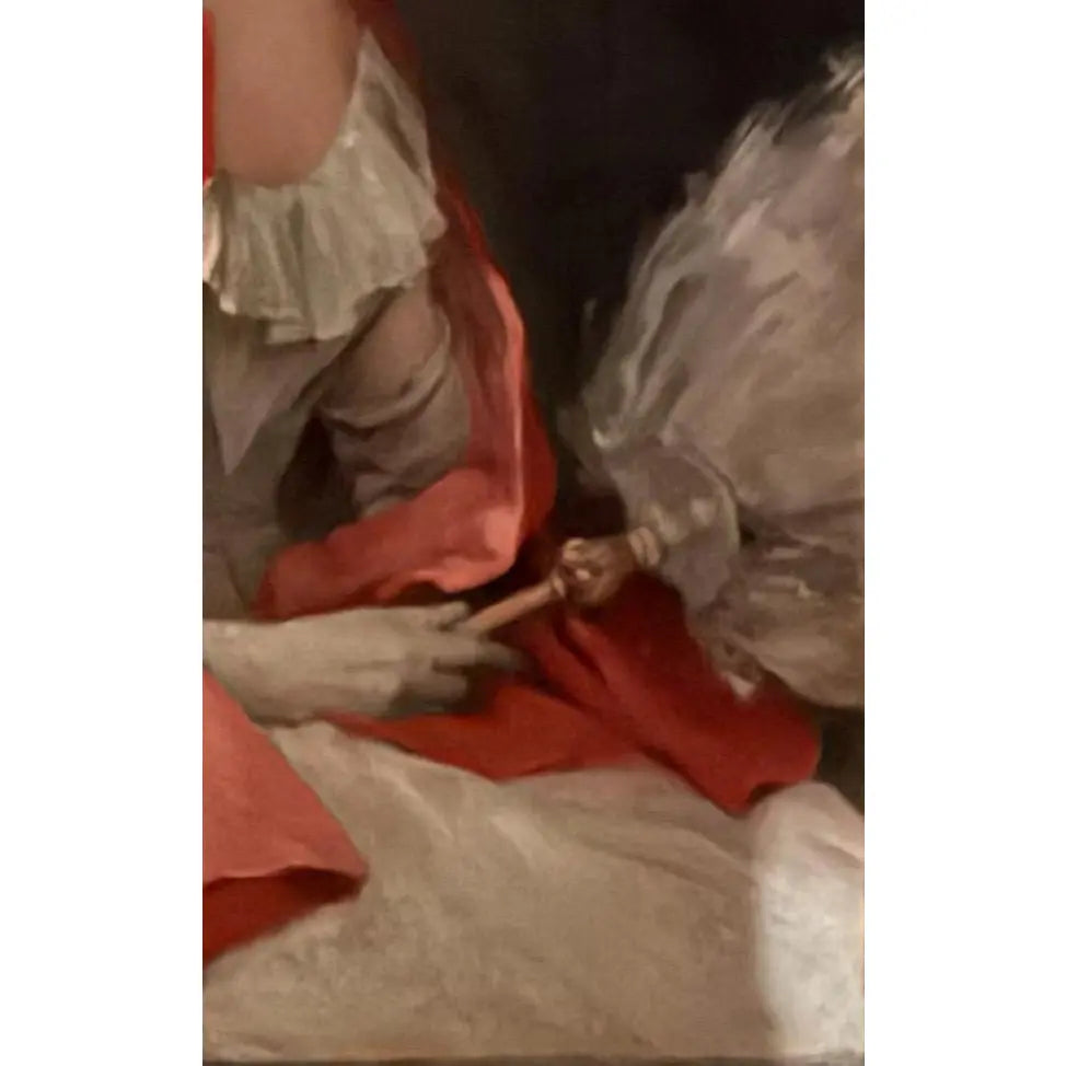 42" Signed William Henry Hyde ANA Gilded Age Oil Portrait, Socialite in Red Cloak and Ostrich Fan, Antique Gold Frame, Museum Quality