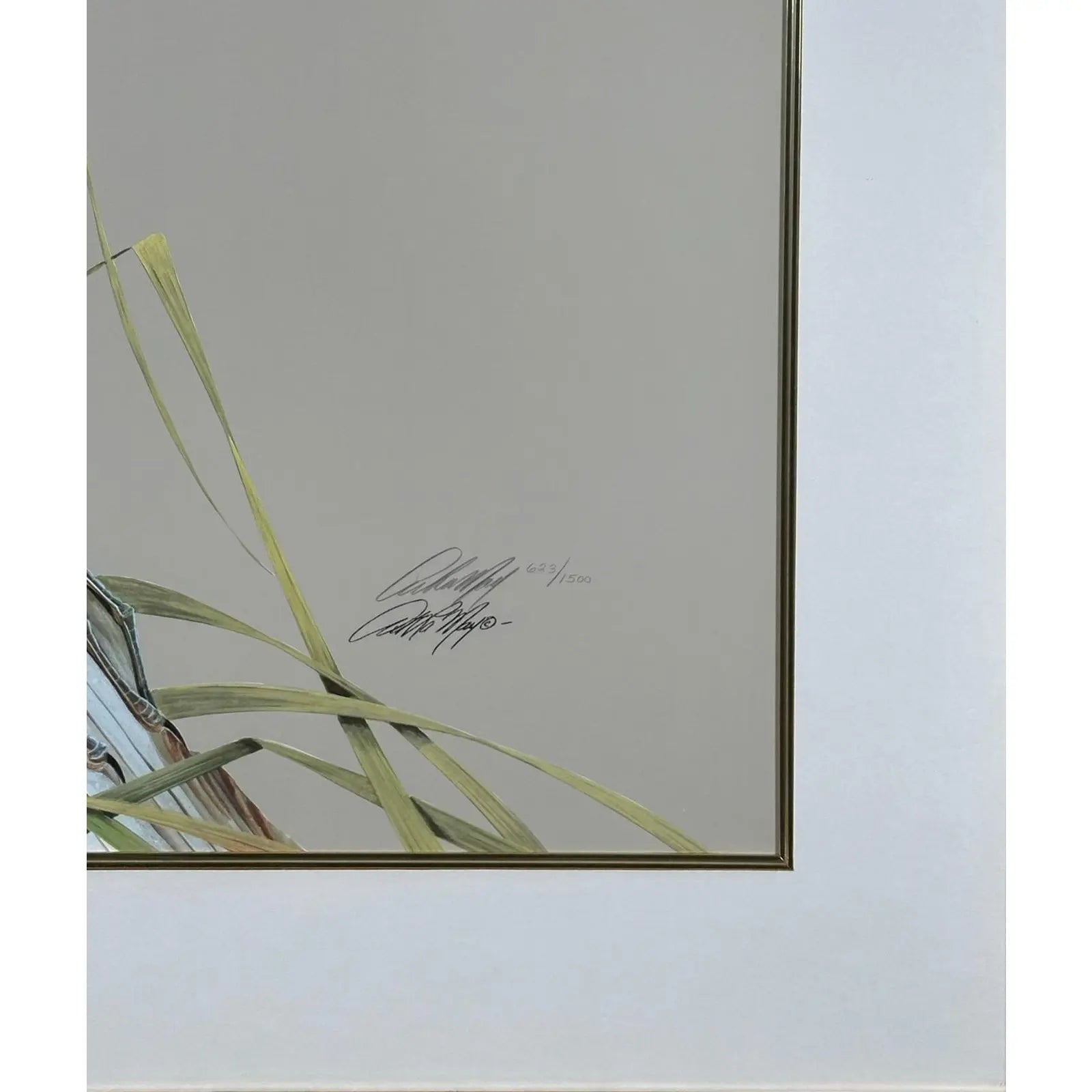 Art LaMay Signed Limited Edition Bay Blue Heron Gold Gilt Framed Giclee