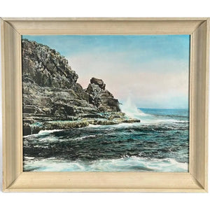 Charles Henry Sawyer Signed Lacquered Hand Colored Photograph Bald Head Cliff Maine