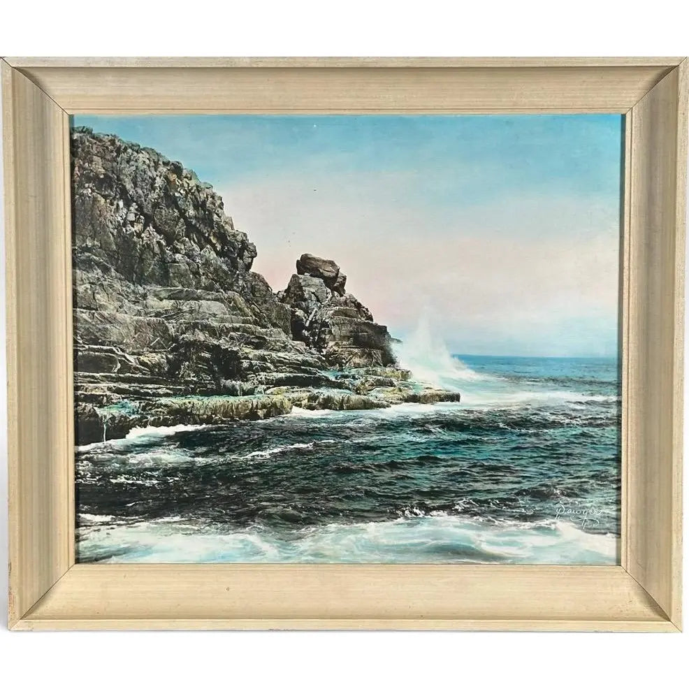 Charles Henry Sawyer Signed Lacquered Hand Colored Photograph Bald Head Cliff Maine