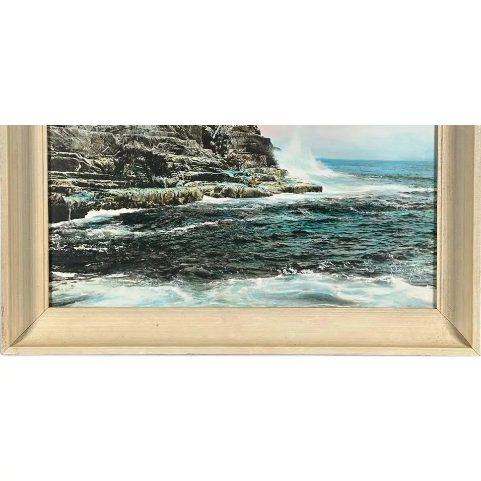 Charles Henry Sawyer Signed Lacquered Hand Colored Photograph Bald Head Cliff Maine