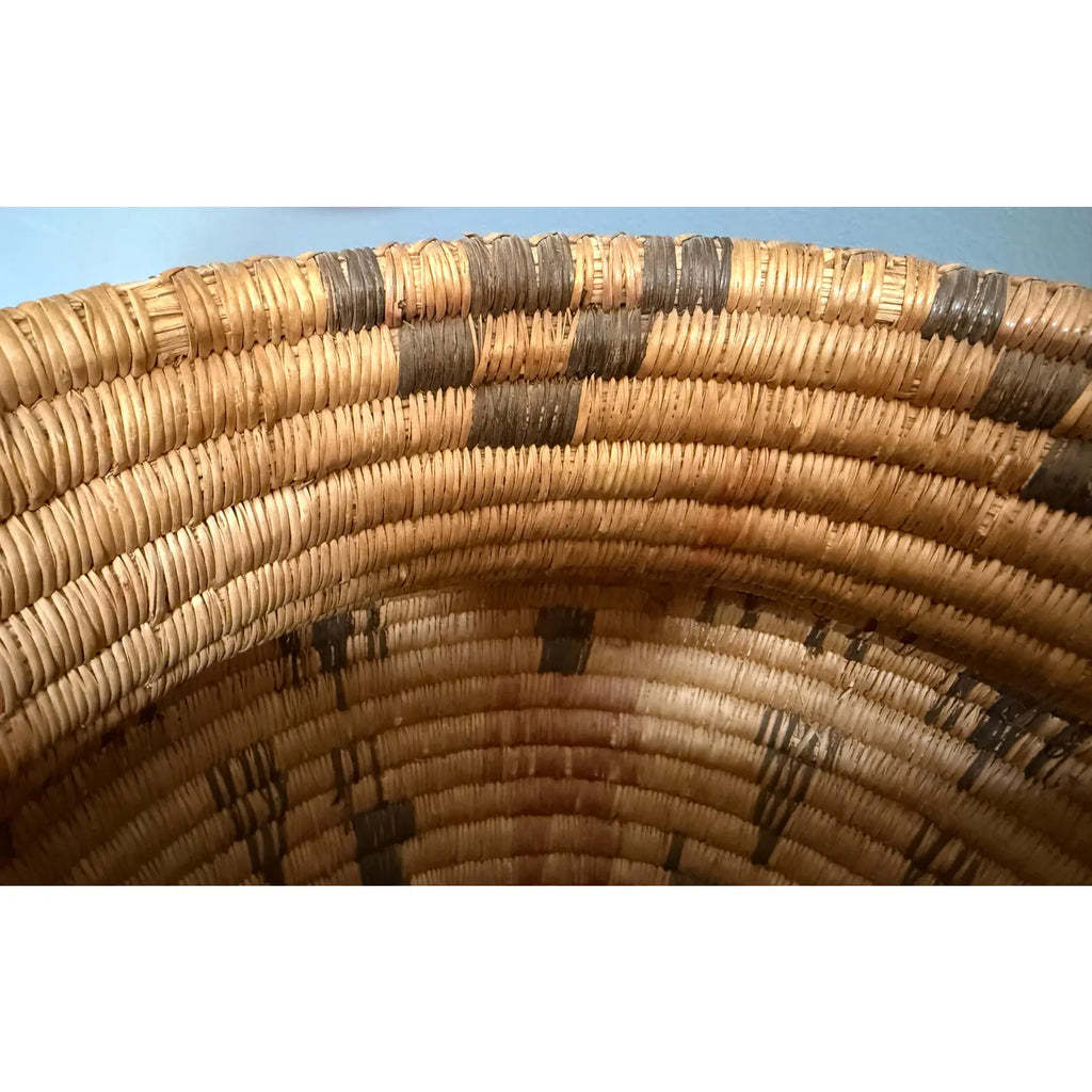 Monumental 17” Polychrome Pima Akimel Oodham in the Style of Native American Olla Basket Rare Dual Register Human and Deer Motif Willow Devils Claw & Yucca Root