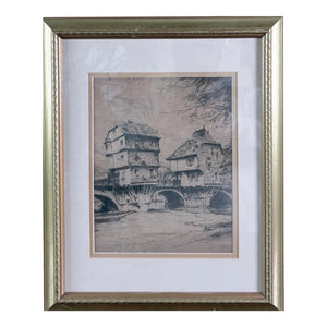 Original Signed Paul Geissler Etching | Historic Brückenhäuser, Bad Kreuznach | German Architectural Art | Circa 1930