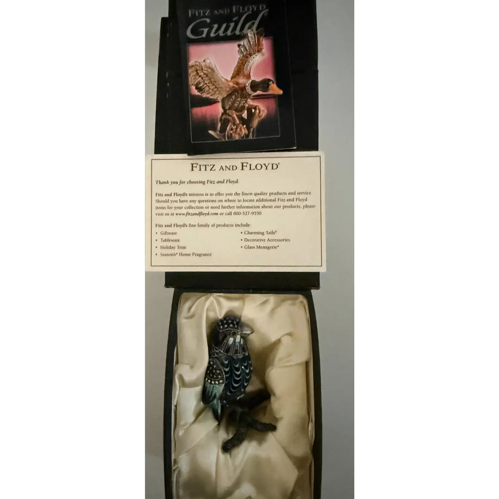 Rare 2006 Fitz And Floyd Guild Collection Jeweled Blue Hawk With Box