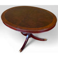 Vintage Drexel Chippendale Mahogany Pedestal Dining Table With Burlwood Veneer Top