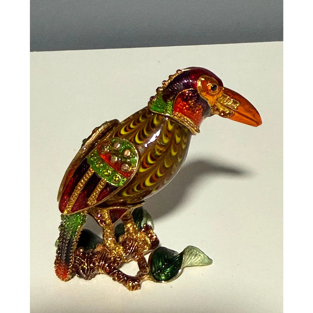 Rare 2006 Fitz And Floyd Guild Collection Jeweled Orange Beak Bird With Box
