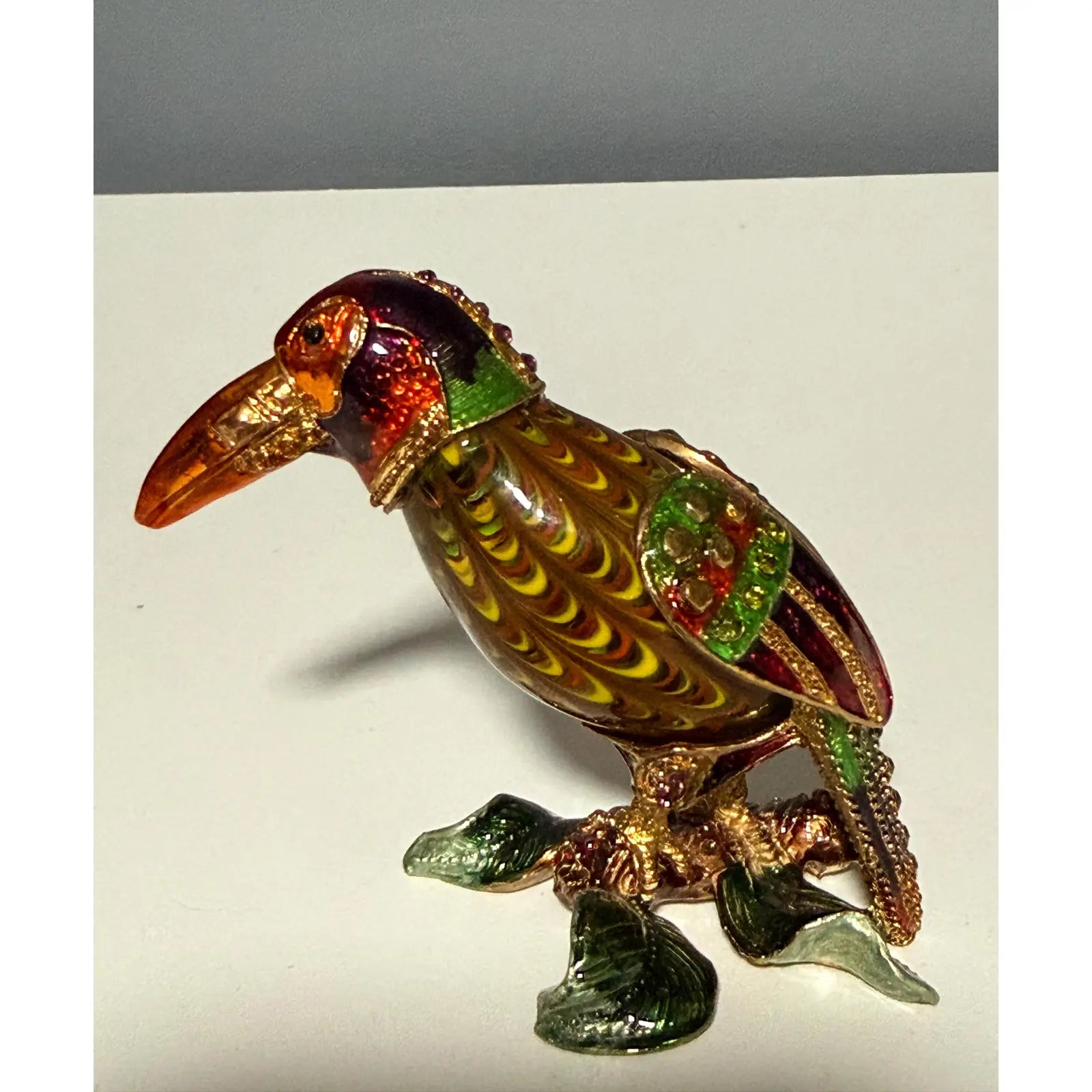 Rare 2006 Fitz And Floyd Guild Collection Jeweled Orange Beak Bird With Box