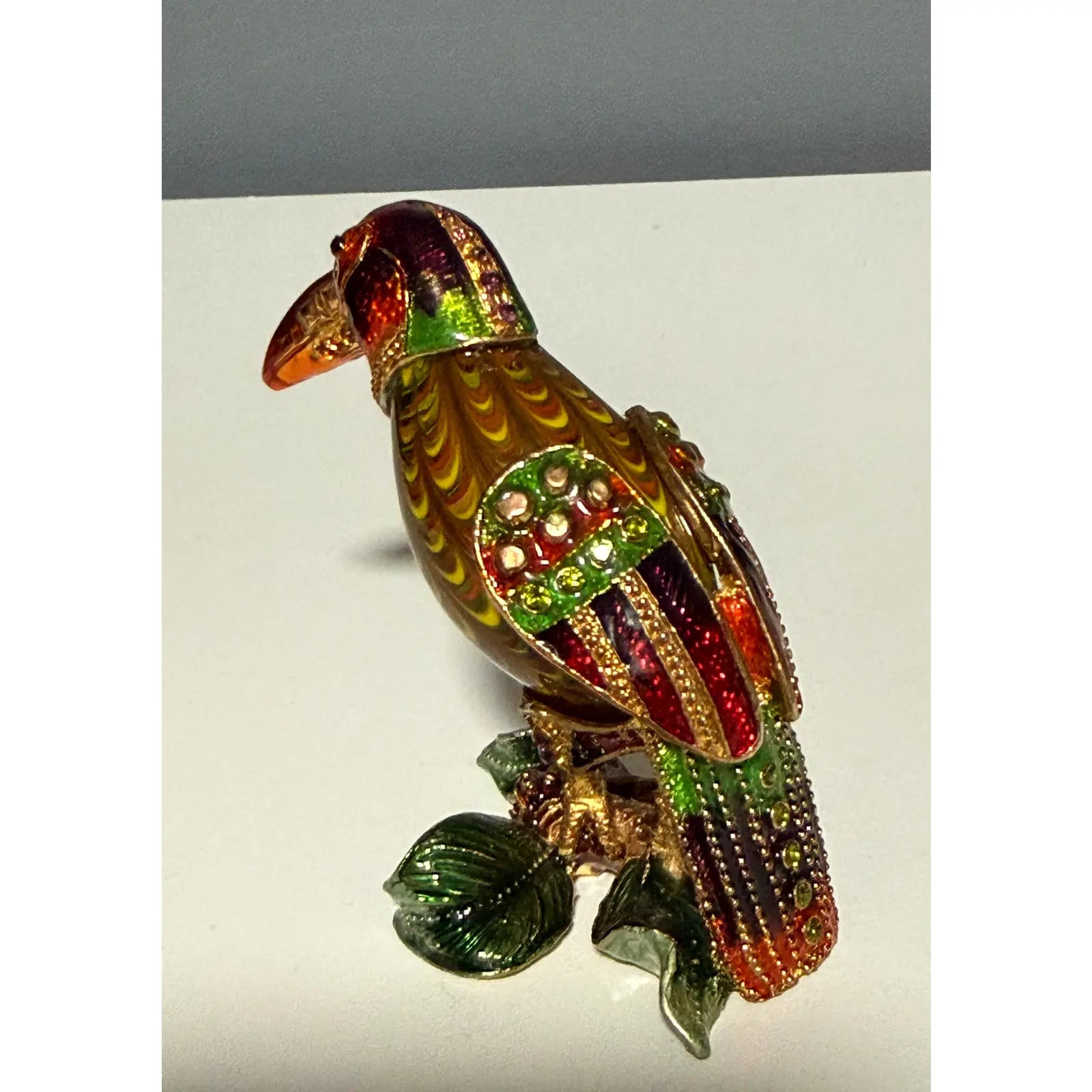 Rare 2006 Fitz And Floyd Guild Collection Jeweled Orange Beak Bird With Box