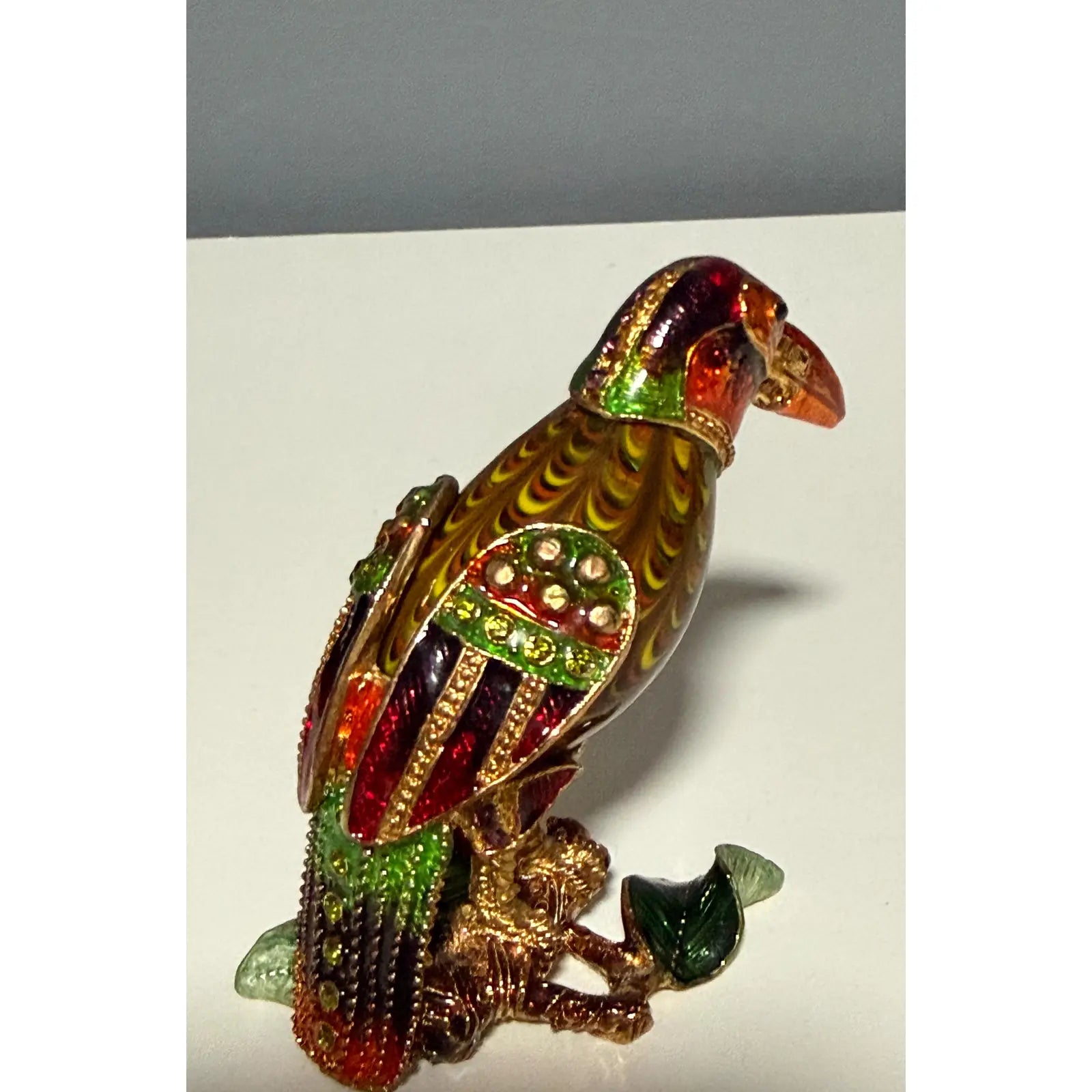 Rare 2006 Fitz And Floyd Guild Collection Jeweled Orange Beak Bird With Box