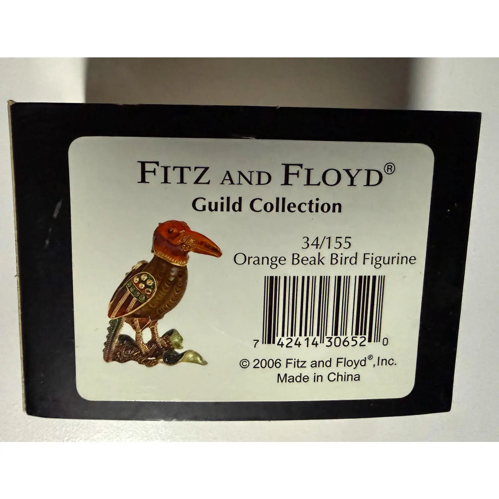 Rare 2006 Fitz And Floyd Guild Collection Jeweled Orange Beak Bird With Box