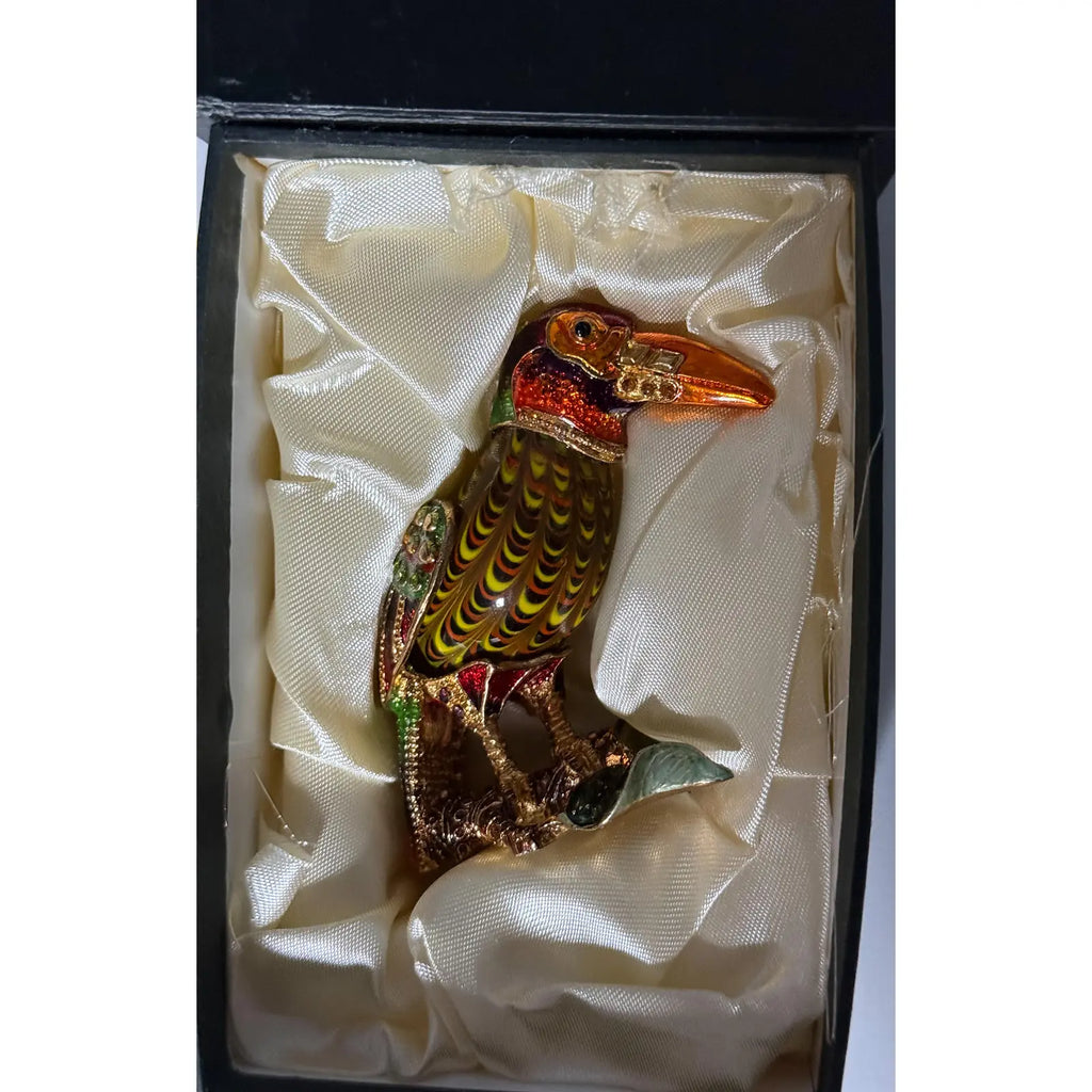 Rare 2006 Fitz And Floyd Guild Collection Jeweled Orange Beak Bird With Box