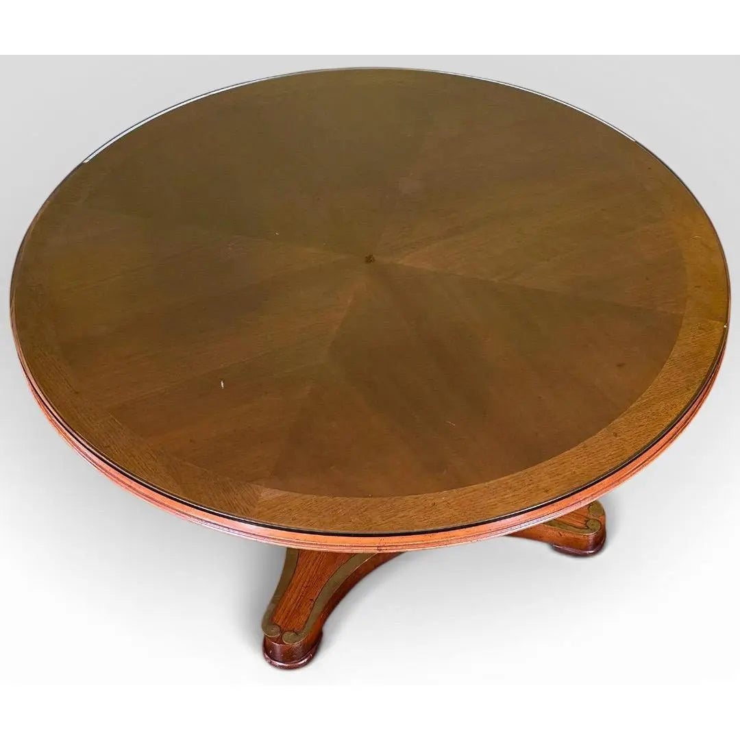 Vintage Weiman Campaign Style Walnut And Cherry Mechanical Convertible Hi Low Coffee Dining Table