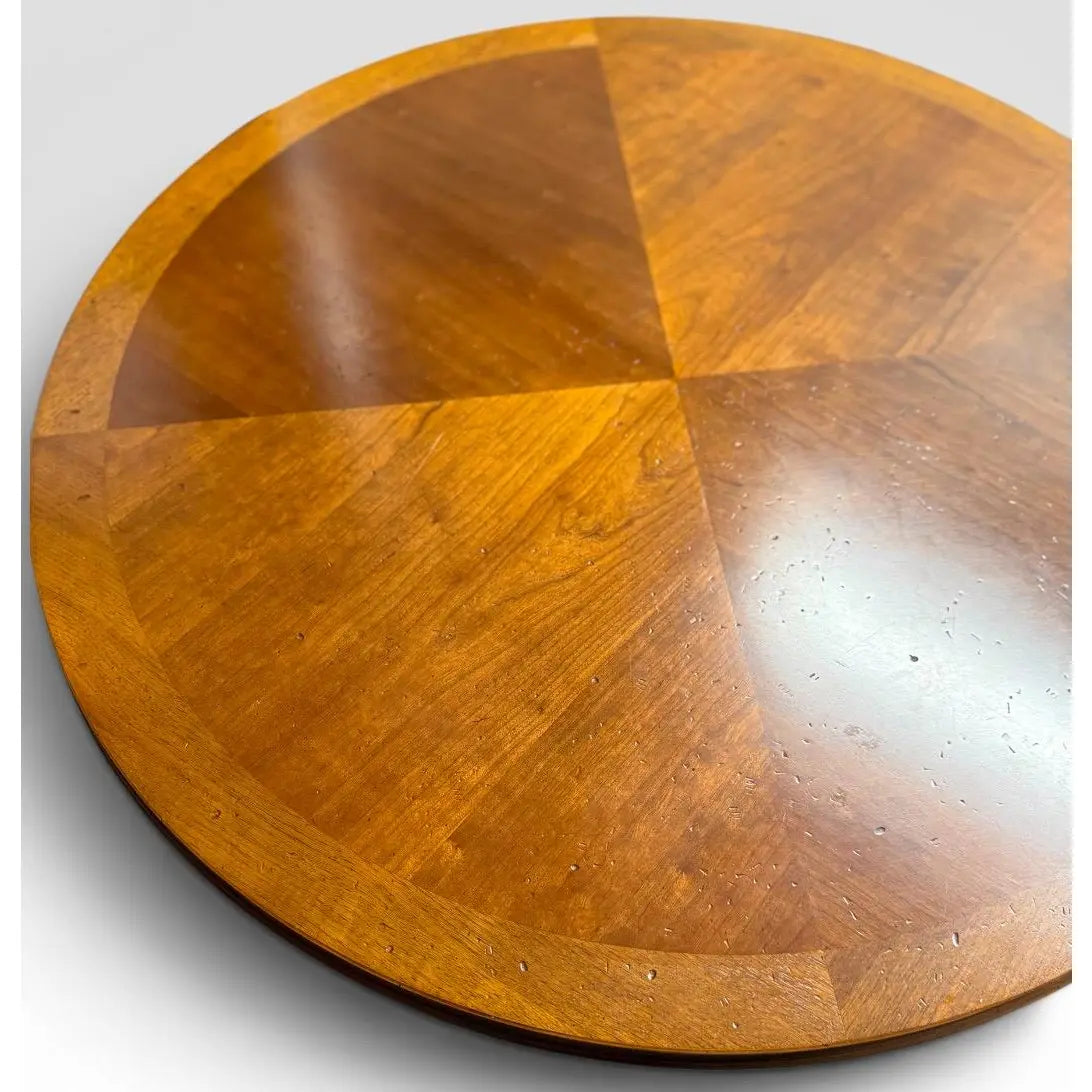 Vintage Weiman Campaign Style Walnut And Cherry Mechanical Convertible Hi Low Coffee Dining Table