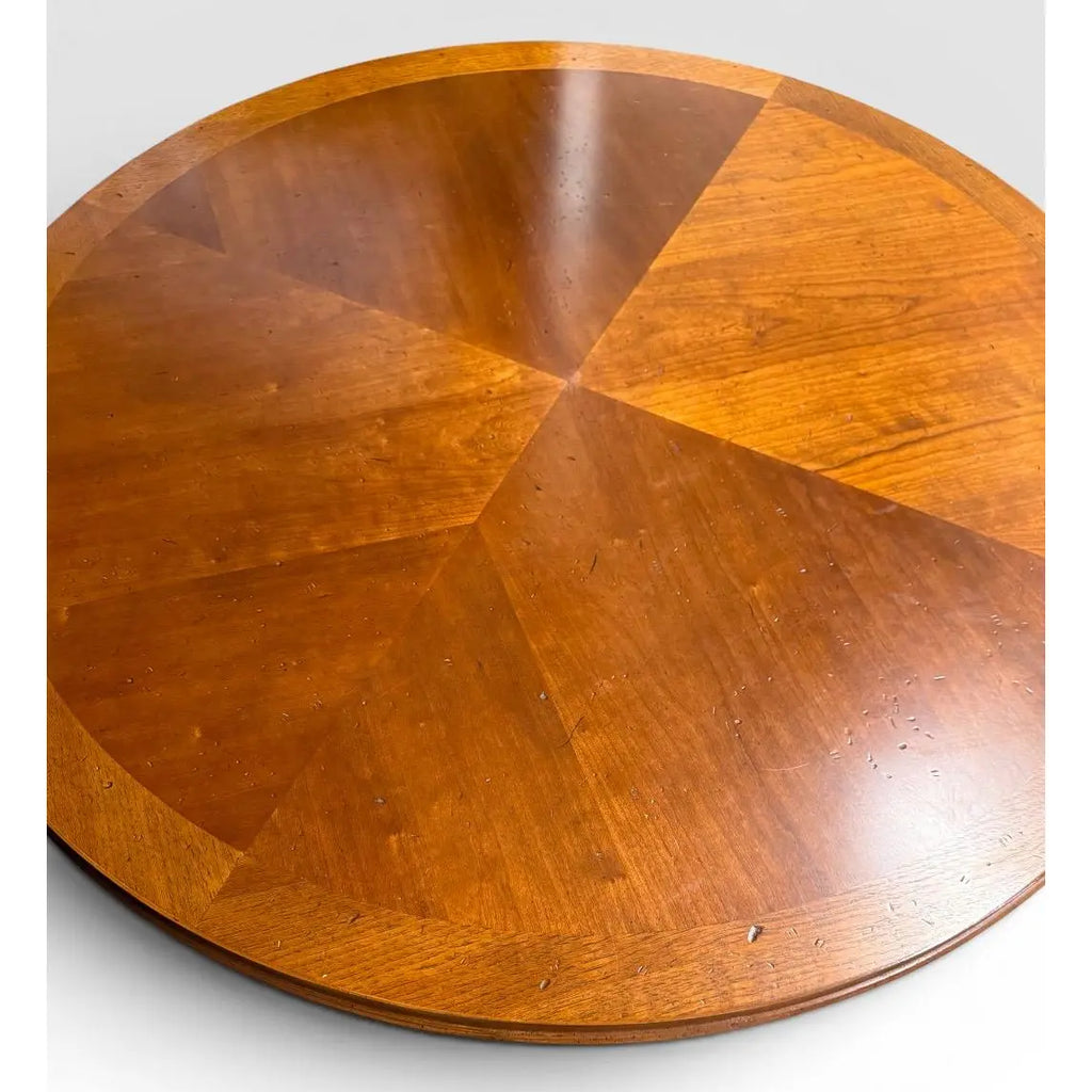 Vintage Weiman Campaign Style Walnut And Cherry Mechanical Convertible Hi Low Coffee Dining Table