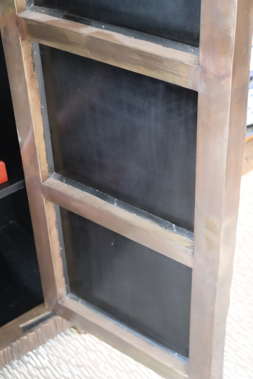 Exceptional 66” Robert Kuo Limited Edition Signed Hand-Repoussé "Pleats" Copper Armoire
