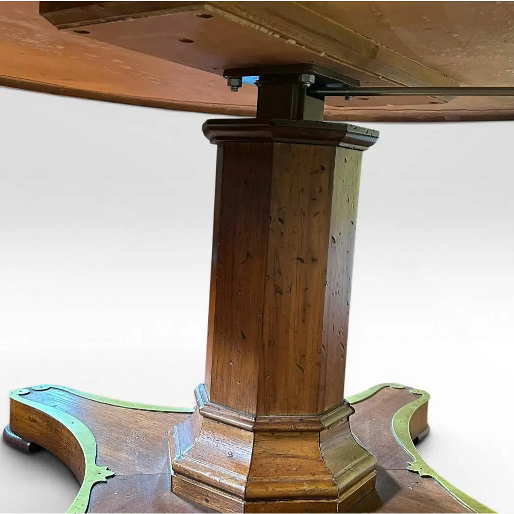Vintage Weiman Campaign Style Walnut And Cherry Mechanical Convertible Hi Low Coffee Dining Table