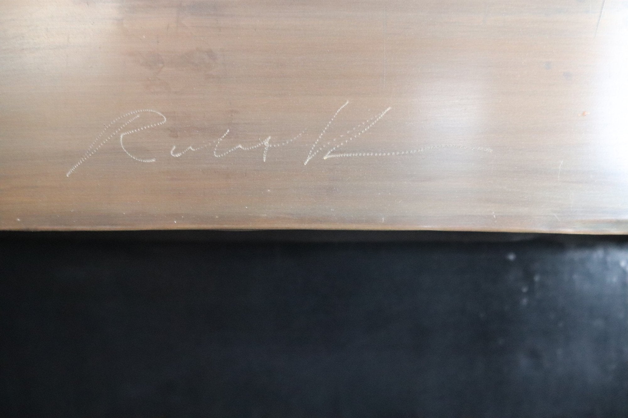 Exceptional 66” Robert Kuo Limited Edition Signed Hand-Repoussé "Pleats" Copper Armoire