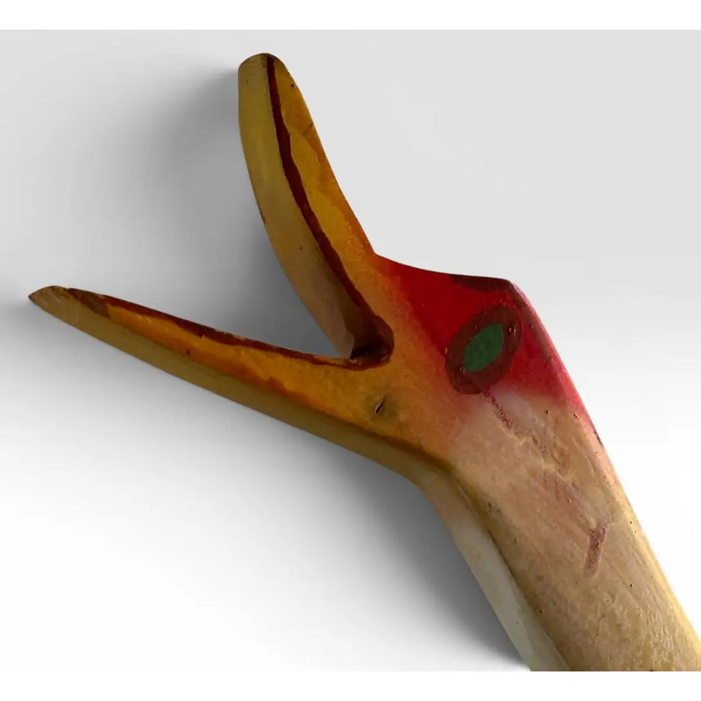 Monumental Denver and Ter Borders Hand Carved Wood Crane Sculpture With Welded Rebar Feet