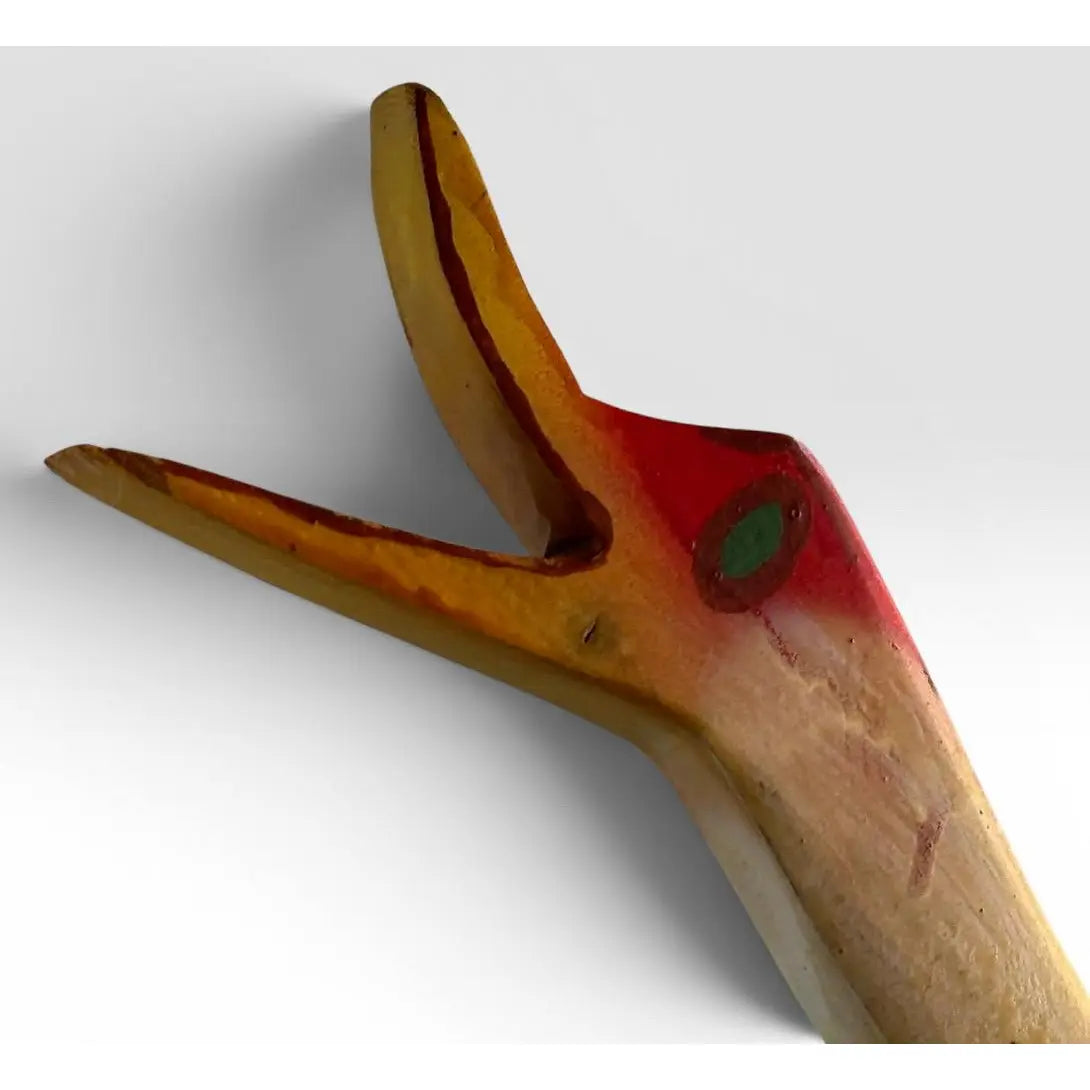 Monumental Denver and Ter Borders Hand Carved Wood Crane Sculpture With Welded Rebar Feet