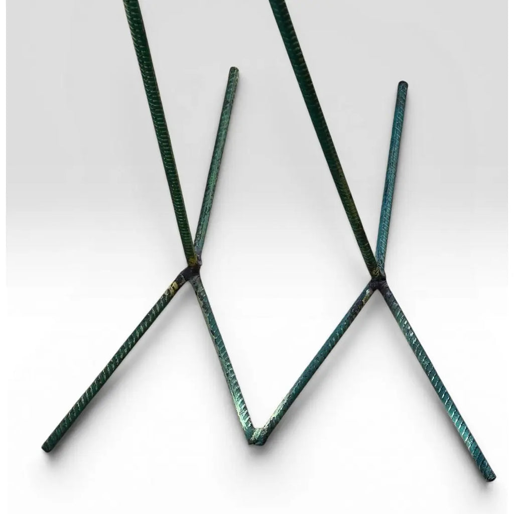 Monumental Denver and Ter Borders Hand Carved Wood Crane Sculpture With Welded Rebar Feet