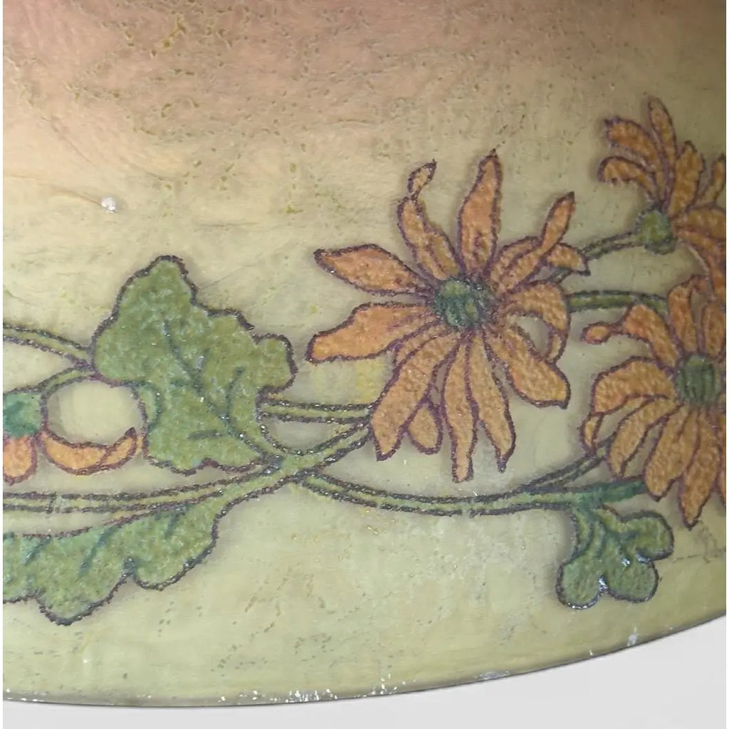 Antique Handel Reverse Painted Glass Floral Boudoir Table Lamp