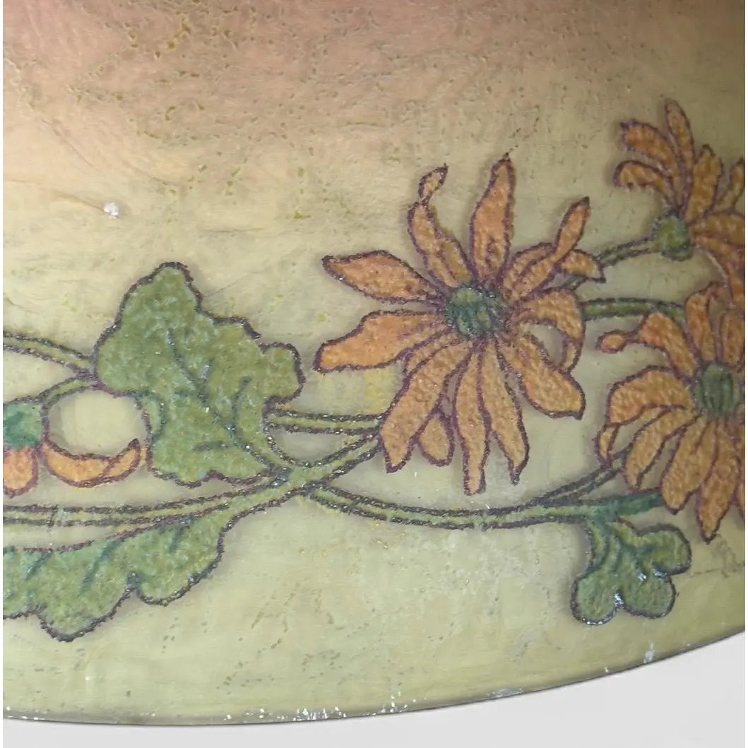 Antique Handel Reverse Painted Glass Floral Boudoir Table Lamp