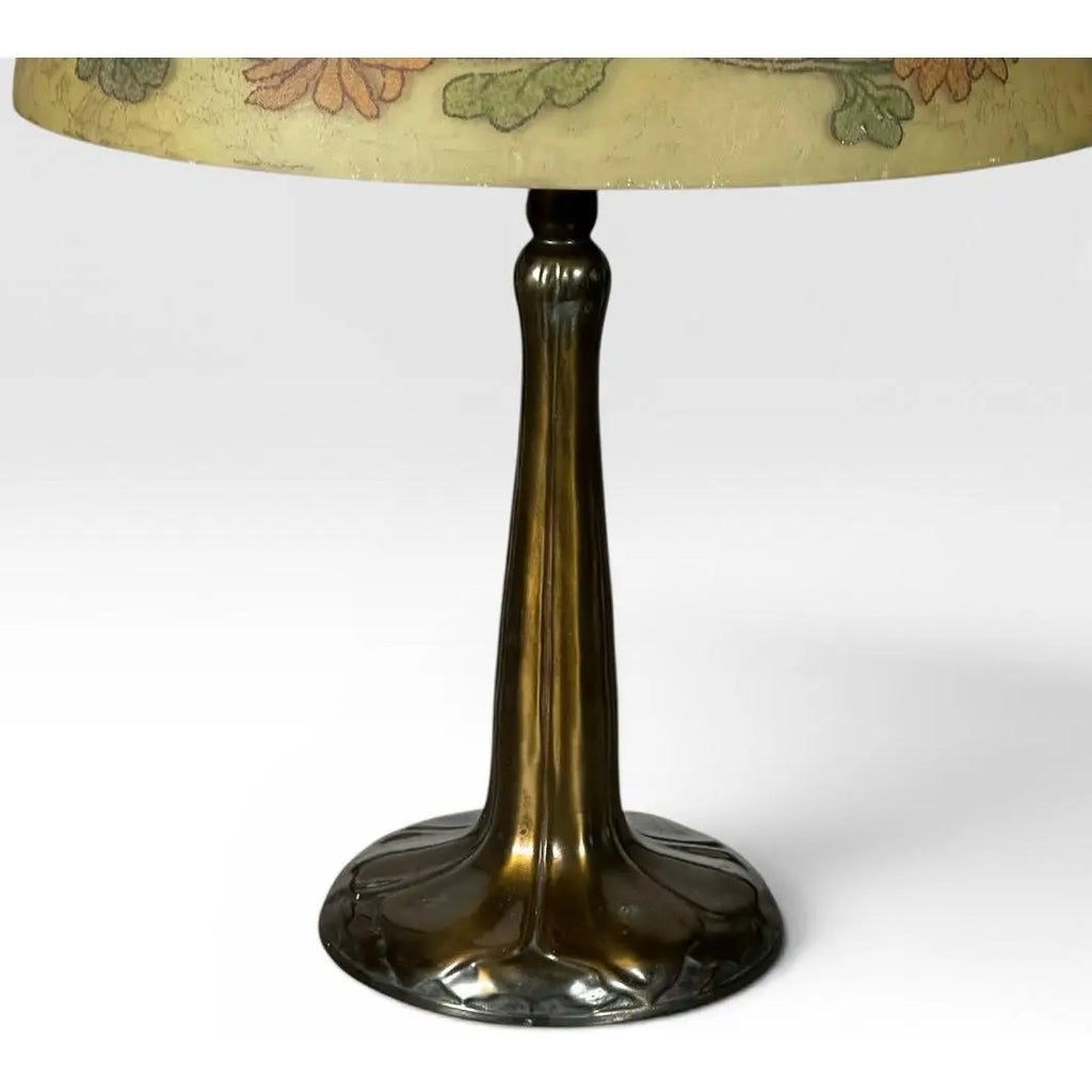 Antique Handel Reverse Painted Glass Floral Boudoir Table Lamp