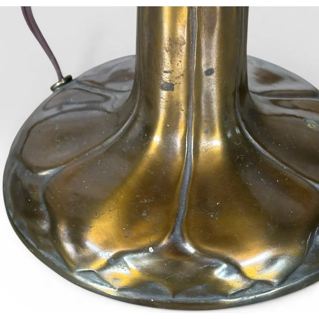 Antique Handel Reverse Painted Glass Floral Boudoir Table Lamp