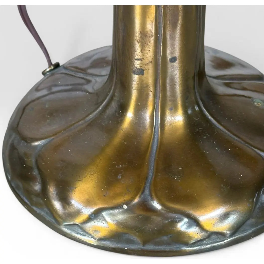 Antique Handel Reverse Painted Glass Floral Boudoir Table Lamp