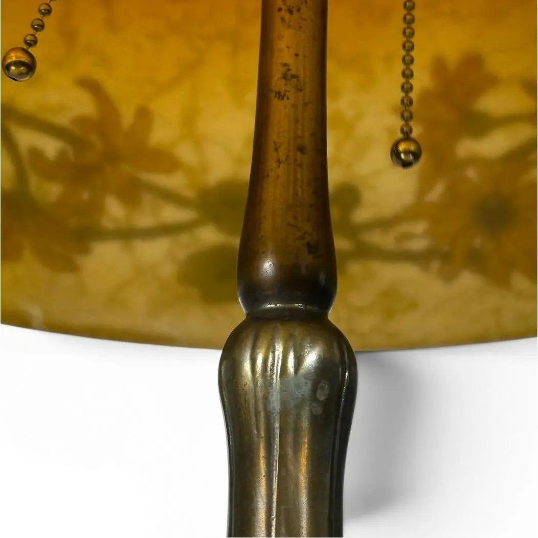 Antique Handel Reverse Painted Glass Floral Boudoir Table Lamp