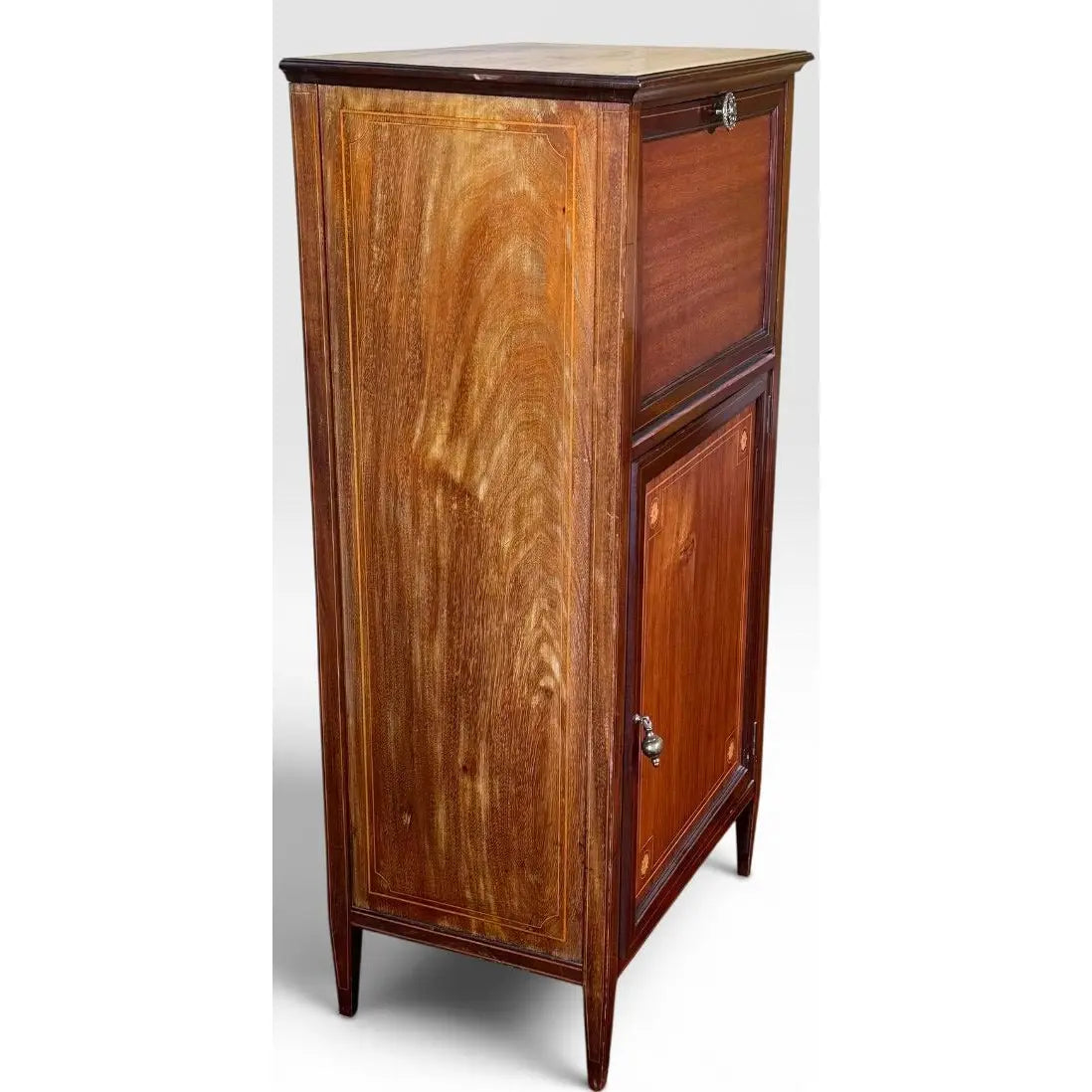Vintage French Louis XVI Style Inlaid Mahogany Semainier Secretary Desk