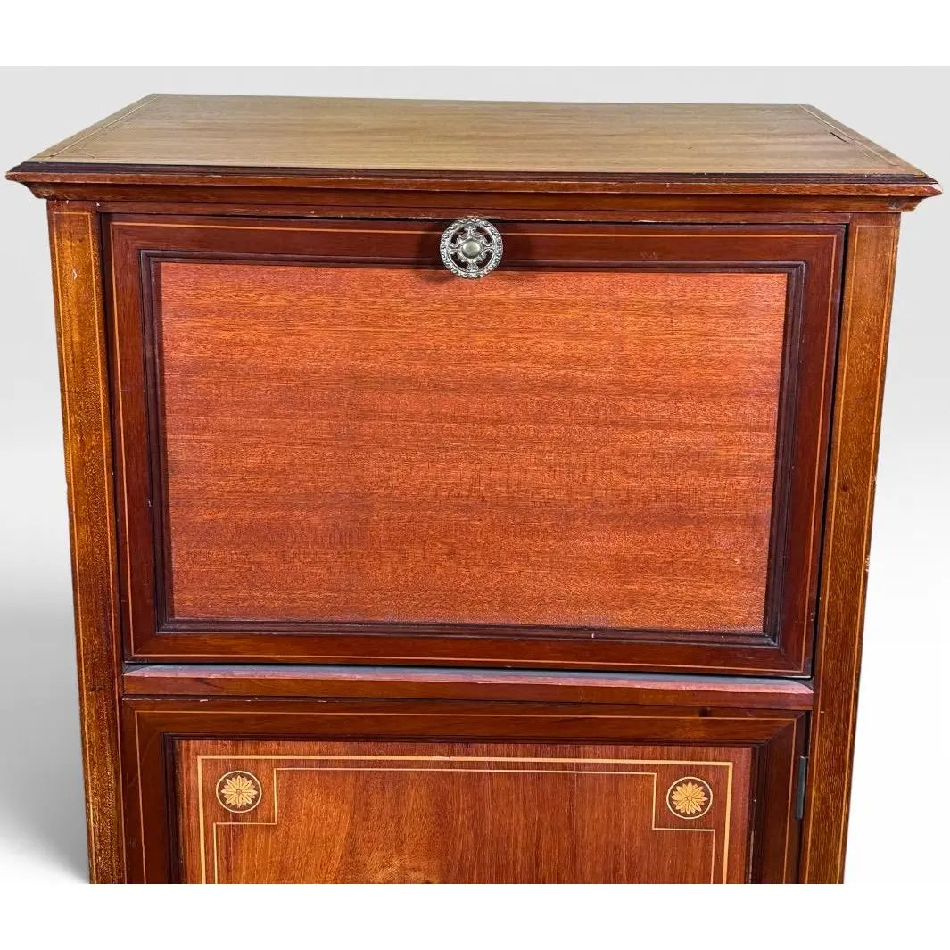 Vintage French Louis XVI Style Inlaid Mahogany Semainier Secretary Desk