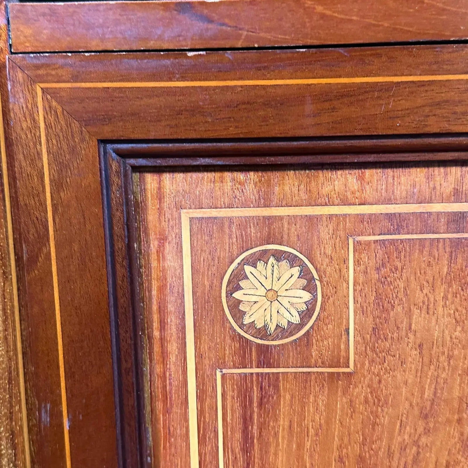 Vintage French Louis XVI Style Inlaid Mahogany Semainier Secretary Desk