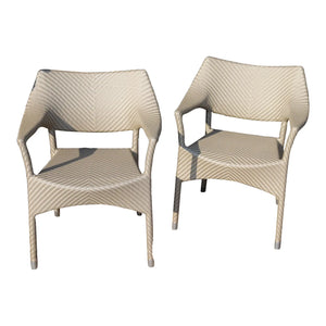Janice Feldman for Janus et Cie Amari Outdoor Low Back Lounge Chairs - Pair - Limestone Finish