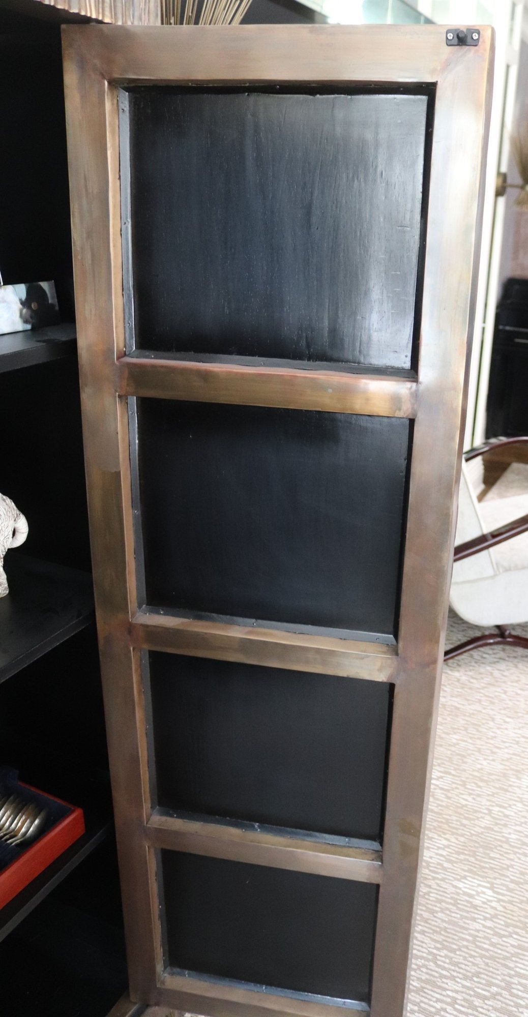 Exceptional 66” Robert Kuo Limited Edition Signed Hand-Repoussé "Pleats" Copper Armoire
