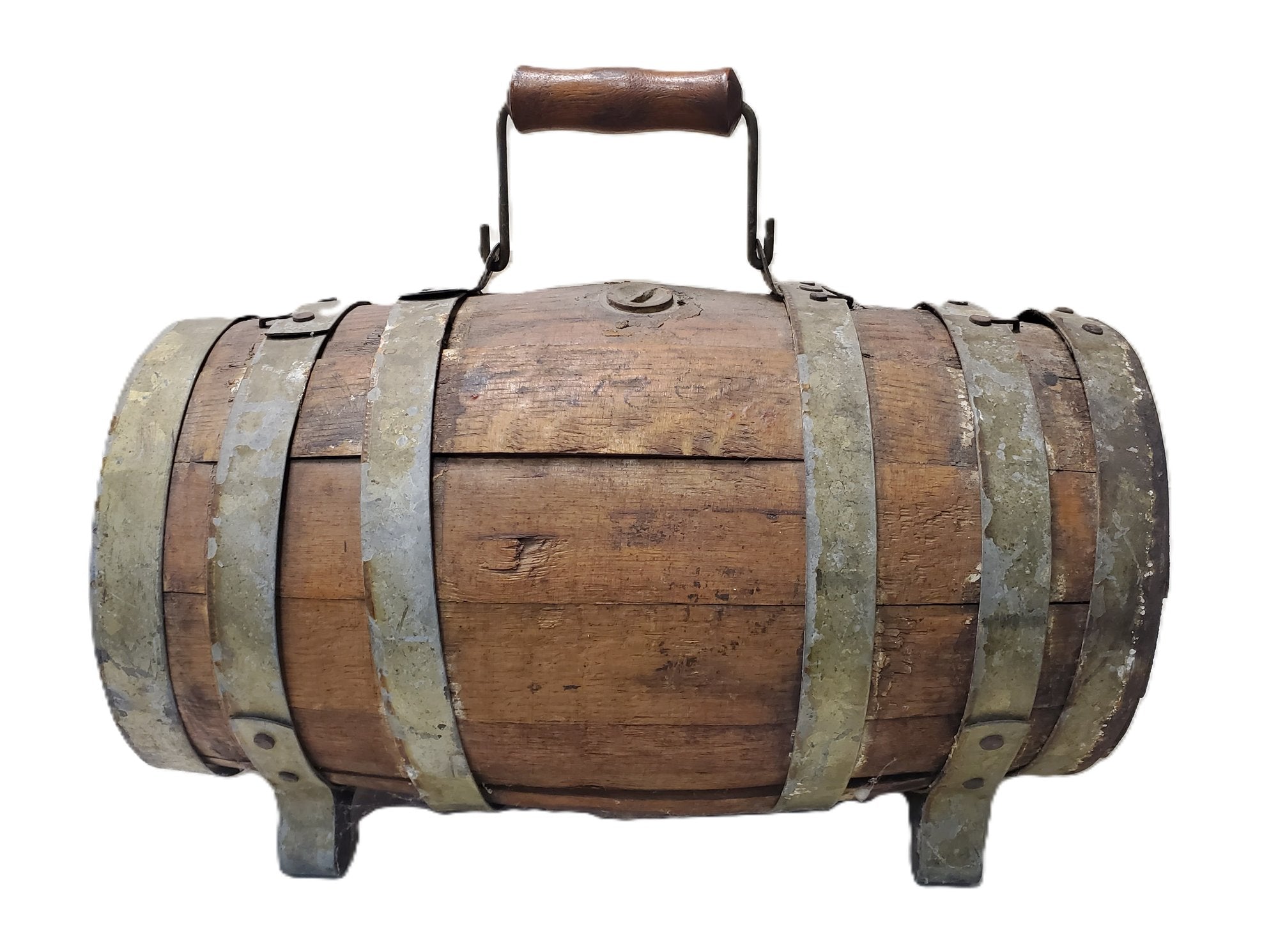 Antique 19th Century Naval Merchantman Grog Barrel with Iron Bale Handle