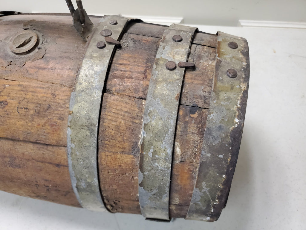 Antique 19th Century Naval Merchantman Grog Barrel with Iron Bale Handle