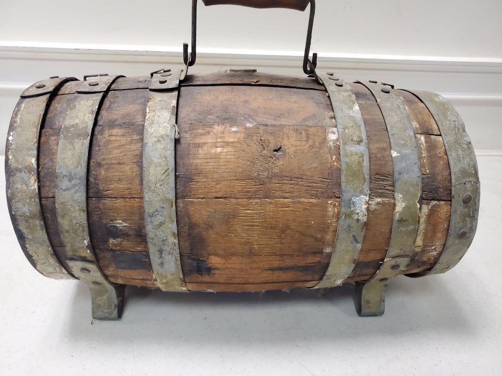 Antique 19th Century Naval Merchantman Grog Barrel with Iron Bale Handle