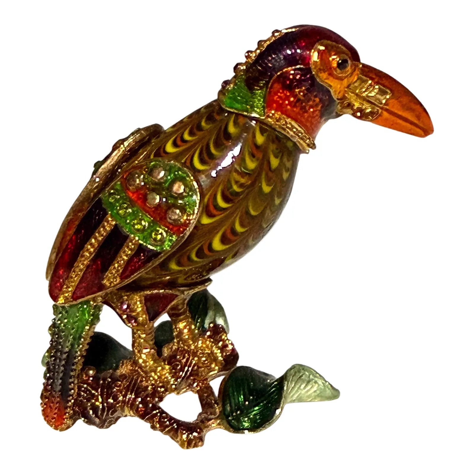 Rare 2006 Fitz And Floyd Guild Collection Jeweled Orange Beak Bird With Box