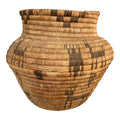 Monumental 17” Polychrome Pima Akimel Oodham in the Style of Native American Olla Basket Rare Dual Register Human and Deer Motif Willow Devils Claw & Yucca Root
